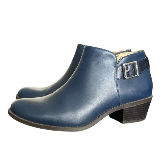 Vionic “Millie” Buckle Navy Blue Zip Ankle Boots Size 7 - Picture 1 of 12